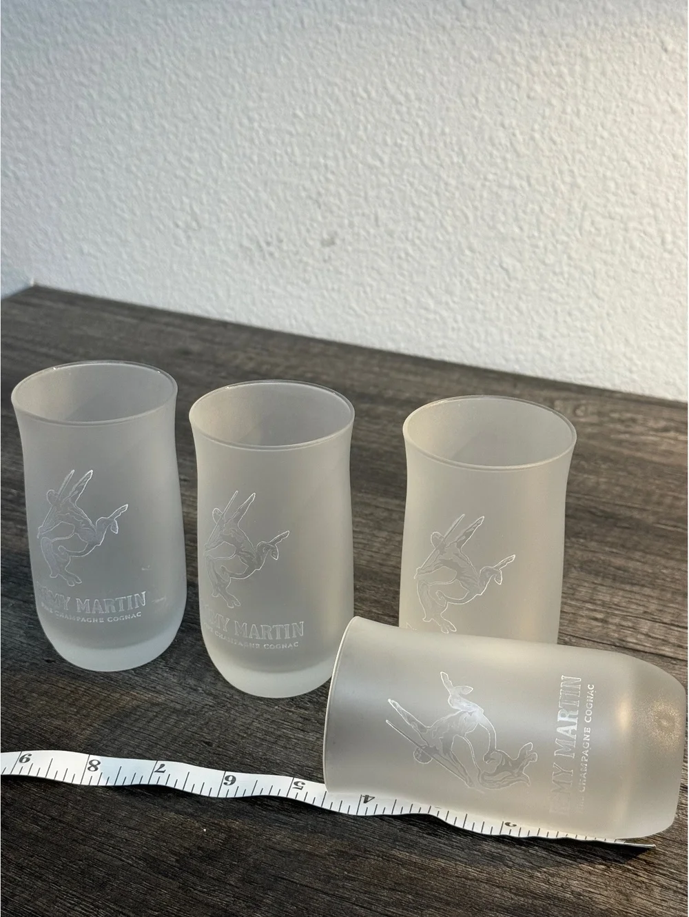 Remy Martin Fine Champagne Cognac Frosted Glasses Set of 4 7 oz Vintage